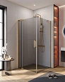 Душевой уголок CEZARES SLIDER-AH-1-100-100/110-GRIGIO-BORO 100-110x100см стекло тонированное (графит), профиль брашированное золото Душевой уголок CEZARES SLIDER-AH-1-100-100/110-GRIGIO-BORO 100-110x100см стекло тонированное (графит), профиль брашированное золото