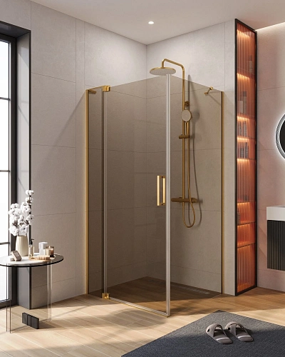 Душевой уголок CEZARES SLIDER-AH-1-100-80/90-BR-BORO 80-90x100см стекло тонированное (бронза), профиль брашированное золото Душевой уголок CEZARES SLIDER-AH-1-100-80/90-BR-BORO 80-90x100см стекло тонированное (бронза), профиль брашированное золото