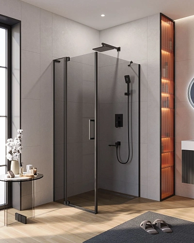 Душевой уголок CEZARES SLIDER-AH-1-100-80/90-GRIGIO-NERO 80-90x100см стекло тонированное (графит), профиль черный Душевой уголок CEZARES SLIDER-AH-1-100-80/90-GRIGIO-NERO 80-90x100см стекло тонированное (графит), профиль черный