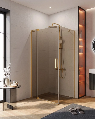 Душевой уголок CEZARES SLIDER-AH-1-80-100/110-BR-BORO 100-110x80см стекло тонированное (бронза), профиль брашированное золото Душевой уголок CEZARES SLIDER-AH-1-80-100/110-BR-BORO 100-110x80см стекло тонированное (бронза), профиль брашированное золото