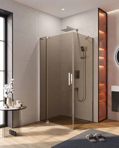 Душевой уголок CEZARES SLIDER-AH-1-80-100/110-BR-Cr 100-110x80см стекло тонированное (бронза), профиль хром Душевой уголок CEZARES SLIDER-AH-1-80-100/110-BR-Cr 100-110x80см стекло тонированное (бронза), профиль хром
