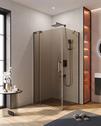 Душевой уголок CEZARES SLIDER-AH-1-80-100/110-BR-GM 100-110x80см стекло тонированное (бронза), профиль оружейная сталь Душевой уголок CEZARES SLIDER-AH-1-80-100/110-BR-GM 100-110x80см стекло тонированное (бронза), профиль оружейная сталь