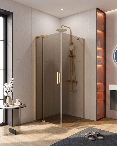 Душевой уголок CEZARES SLIDER-AH-1-80-80/90-BR-BORO 80-90x80см стекло тонированное (бронза), профиль брашированное золото Душевой уголок CEZARES SLIDER-AH-1-80-80/90-BR-BORO 80-90x80см стекло тонированное (бронза), профиль брашированное золото