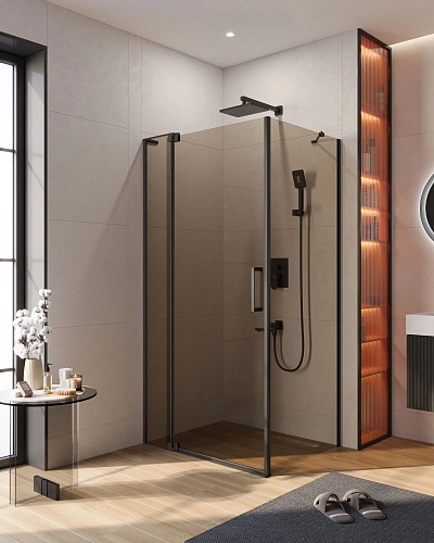 Душевой уголок CEZARES SLIDER-AH-1-80-90/100-BR-NERO 90-100x80см стекло тонированное (бронза), профиль черный Душевой уголок CEZARES SLIDER-AH-1-80-90/100-BR-NERO 90-100x80см стекло тонированное (бронза), профиль черный