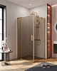 Душевой уголок CEZARES SLIDER-AH-1-90-100/110-BR-BORO 100-110x90см стекло тонированное (бронза), профиль брашированное золото