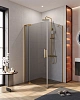Душевой уголок CEZARES SLIDER-AH-1-90-100/110-GRIGIO-BORO 100-110x90см стекло тонированное (графит), профиль брашированное золото