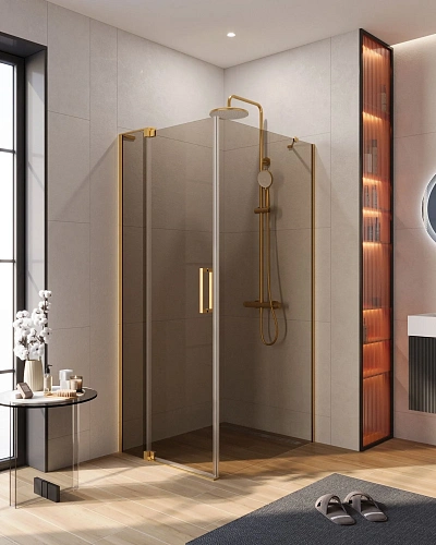 Душевой уголок CEZARES SLIDER-AH-1-90-80/90-BR-BORO 80-90x90см стекло тонированное (бронза), профиль брашированное золото Душевой уголок CEZARES SLIDER-AH-1-90-80/90-BR-BORO 80-90x90см стекло тонированное (бронза), профиль брашированное золото