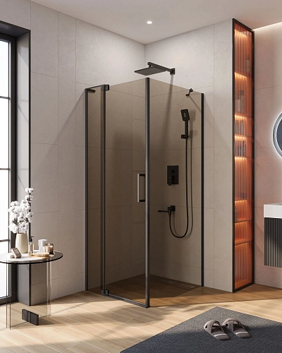 Душевой уголок CEZARES SLIDER-AH-1-90-80/90-BR-NERO 80-90x90см стекло тонированное (бронза), профиль черный Душевой уголок CEZARES SLIDER-AH-1-90-80/90-BR-NERO 80-90x90см стекло тонированное (бронза), профиль черный