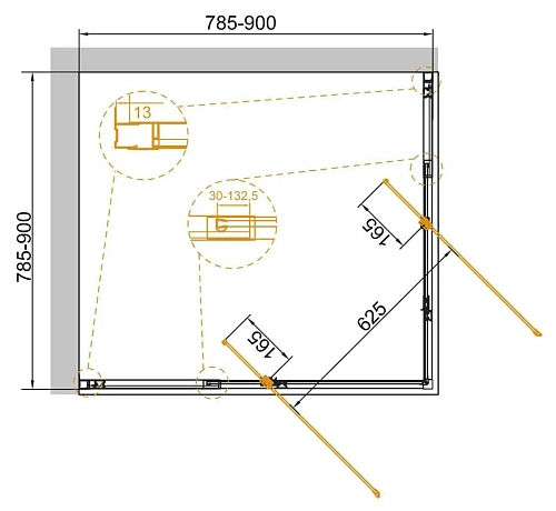 Душевой уголок CEZARES VARIANTE-A/AH-2-80/90-C-Cr 80-90см стекло прозрачное, профиль хром Душевой уголок CEZARES VARIANTE-A/AH-2-80/90-C-Cr 80-90см стекло прозрачное, профиль хром