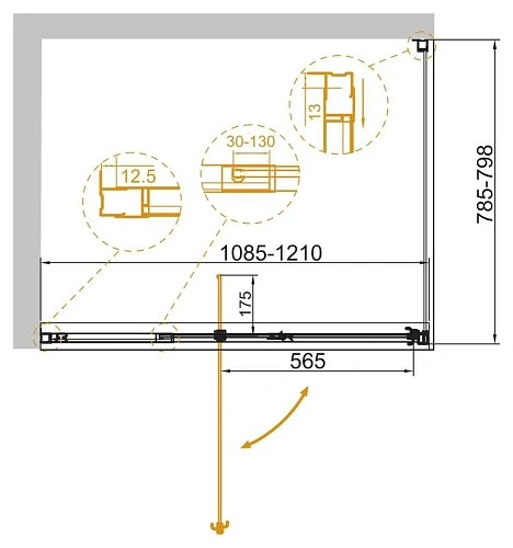 Душевой уголок CEZARES VARIANTE-AH-1-110/120-80-C-Cr 110-120x80см стекло прозрачное, профиль хром Душевой уголок CEZARES VARIANTE-AH-1-110/120-80-C-Cr 110-120x80см стекло прозрачное, профиль хром