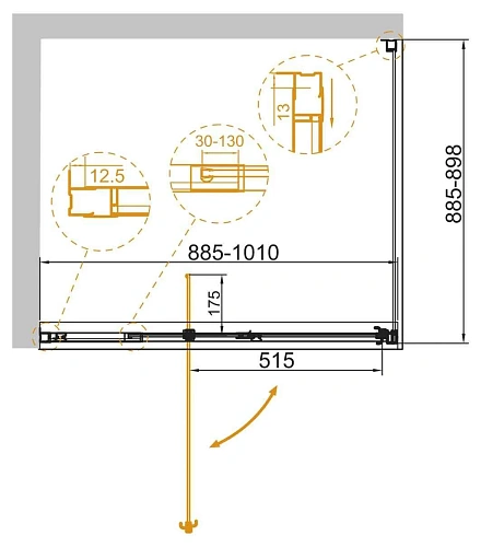 Душевой уголок CEZARES VARIANTE-AH-1-90/100-90-C-Cr 90-100x90см стекло прозрачное, профиль хром Душевой уголок CEZARES VARIANTE-AH-1-90/100-90-C-Cr 90-100x90см стекло прозрачное, профиль хром