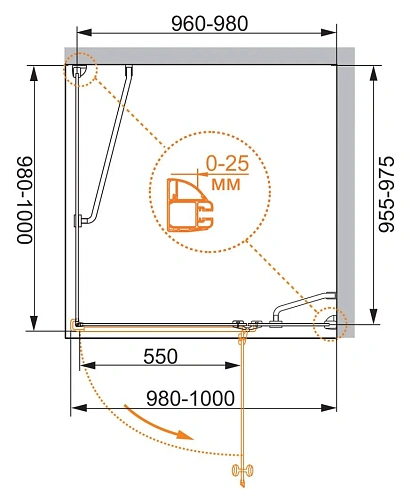 Душевой уголок CEZARES VERONA-W-A-1-100-P-Cr-R 100x100см стекло рифленое, профиль хром Душевой уголок CEZARES VERONA-W-A-1-100-P-Cr-R 100x100см стекло рифленое, профиль хром
