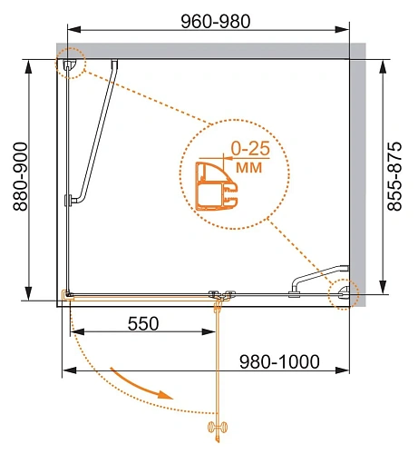Душевой уголок CEZARES VERONA-W-AH-1-100/90-P-Cr-R 100x90см стекло рифленое, профиль хром Душевой уголок CEZARES VERONA-W-AH-1-100/90-P-Cr-R 100x90см стекло рифленое, профиль хром