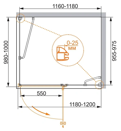 Душевой уголок CEZARES VERONA-W-AH-1-120/100-P-Cr-R 120x100см стекло рифленое, профиль хром Душевой уголок CEZARES VERONA-W-AH-1-120/100-P-Cr-R 120x100см стекло рифленое, профиль хром