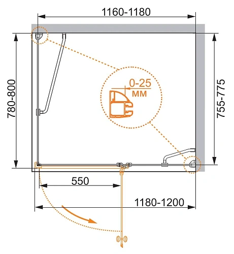 Душевой уголок CEZARES VERONA-W-AH-1-120/80-P-Cr-R 120x80см стекло рифленое, профиль хром Душевой уголок CEZARES VERONA-W-AH-1-120/80-P-Cr-R 120x80см стекло рифленое, профиль хром