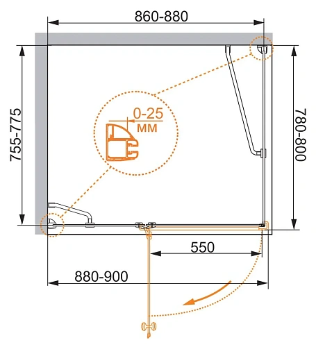 Душевой уголок CEZARES VERONA-W-AH-1-90/80-C-Cr 90x80см стекло прозрачное, профиль хром Душевой уголок CEZARES VERONA-W-AH-1-90/80-C-Cr 90x80см стекло прозрачное, профиль хром