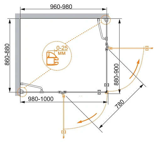 Душевой уголок CEZARES VERONA-W-AH-2-100/90-C-Cr 100x90см стекло прозрачное, профиль хром Душевой уголок CEZARES VERONA-W-AH-2-100/90-C-Cr 100x90см стекло прозрачное, профиль хром