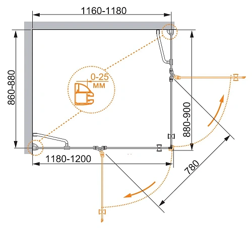 Душевой уголок CEZARES VERONA-W-AH-2-120/90-C-Cr 120x90см стекло прозрачное, профиль хром Душевой уголок CEZARES VERONA-W-AH-2-120/90-C-Cr 120x90см стекло прозрачное, профиль хром