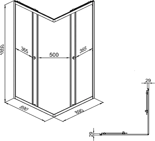 Душевой уголок DIWO Анапа 90х90, профиль черный матовый с линейным трапом CK DRAIN 1105-00165 65 см 594698 Душевой уголок DIWO Анапа 90х90, профиль черный матовый с линейным трапом CK DRAIN 1105-00165 65 см 594698
