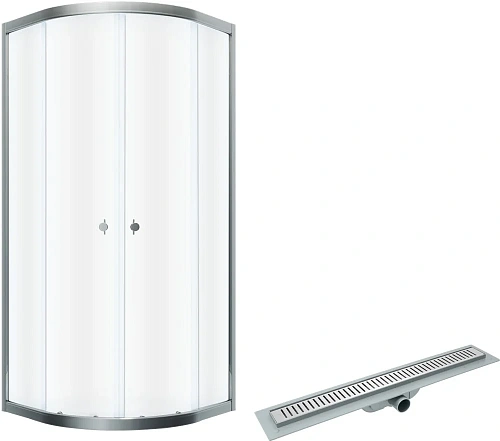 Душевой уголок DIWO Псков 90x90 профиль хром глянец с линейным трапом CK DRAIN AQPL10-60 Stick 60 см 594700 Душевой уголок DIWO Псков 90x90 профиль хром глянец с линейным трапом CK DRAIN AQPL10-60 Stick 60 см 594700
