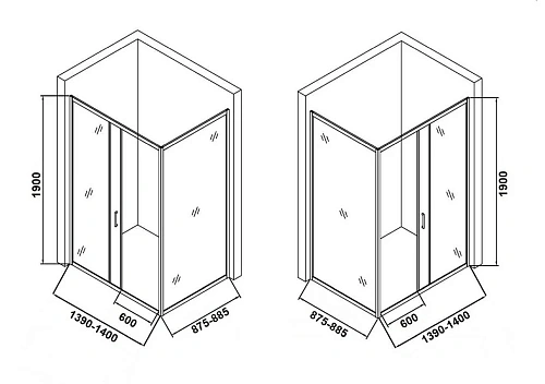Душевой уголок Orange E23-14090TCR без поддона 140х90, стекло прозрачное Душевой уголок Orange E23-14090TCR без поддона 140х90, стекло прозрачное