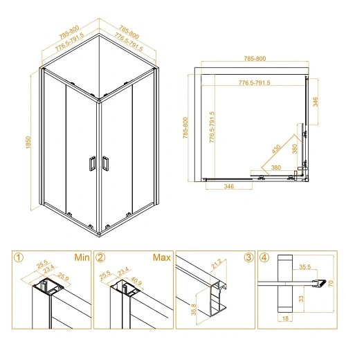 Душевой уголок RGW CL-34 800x800 мм 32093488-11 хром Easy Clean Душевой уголок RGW CL-34 800x800 мм 32093488-11 хром Easy Clean