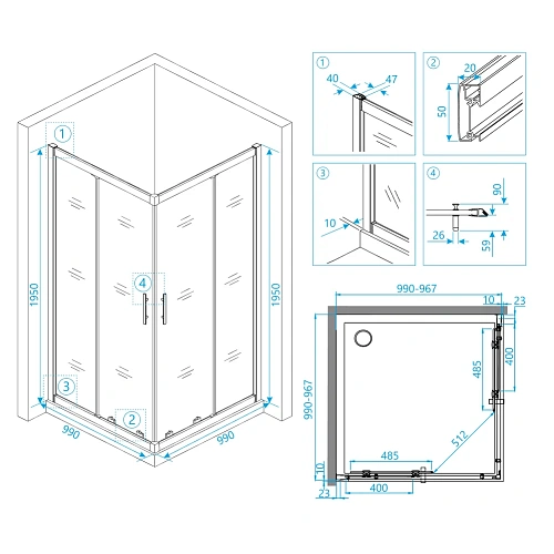 Душевой уголок RGW HO-31 1000x1000 мм 03063100-11 хром Easy Clean Душевой уголок RGW HO-31 1000x1000 мм 03063100-11 хром Easy Clean