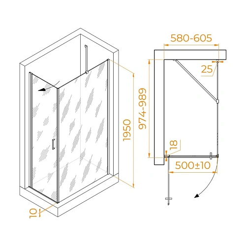 Душевой уголок RGW LE-034 (LE-003 + Z-14) 600x1000 мм 06123460-11 хром Easy Clean Душевой уголок RGW LE-034 (LE-003 + Z-14) 600x1000 мм 06123460-11 хром Easy Clean