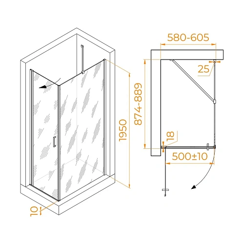 Душевой уголок RGW LE-034 (LE-003 + Z-14) 600x900 мм 06123469-11 хром Easy Clean Душевой уголок RGW LE-034 (LE-003 + Z-14) 600x900 мм 06123469-11 хром Easy Clean