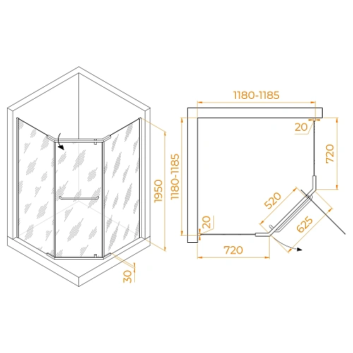 Душевой уголок RGW PA-081B 1200x1200 мм 35088122-24 черный Easy Clean Душевой уголок RGW PA-081B 1200x1200 мм 35088122-24 черный Easy Clean