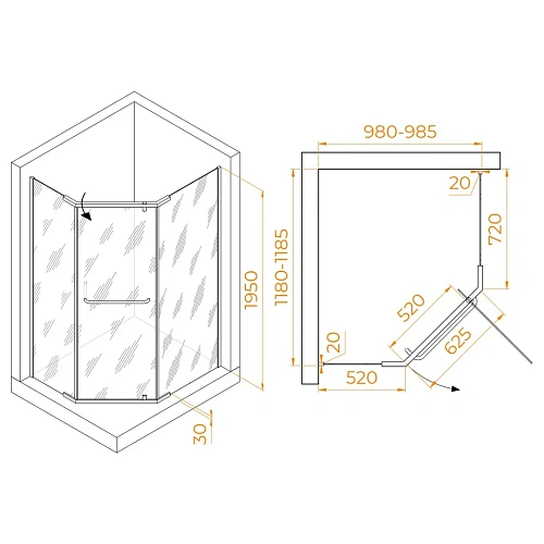 Душевой уголок RGW PA-091B 1000x1200 мм 35089102-14 черный Easy Clean Душевой уголок RGW PA-091B 1000x1200 мм 35089102-14 черный Easy Clean