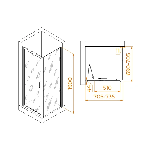 Душевой уголок RGW PA-132 (PA-21+Z-050-5) 700x700 мм 060813277-11 хром Easy Clean Душевой уголок RGW PA-132 (PA-21+Z-050-5) 700x700 мм 060813277-11 хром Easy Clean