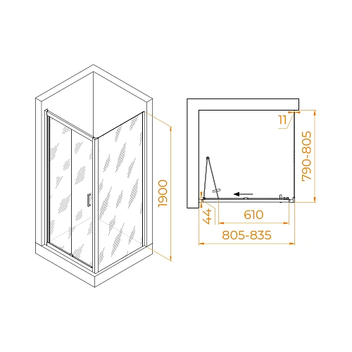 Душевой уголок RGW PA-132B (PA-21B+Z-050-5B) 800x800 мм 060813288-14 черный Easy Clean Душевой уголок RGW PA-132B (PA-21B+Z-050-5B) 800x800 мм 060813288-14 черный Easy Clean