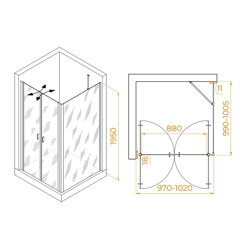 Душевой уголок RGW PA-134B (PA-104B+Z-050-2B+O-204B) 1000x1000 мм 060814400-14 черный Easy Clean Душевой уголок RGW PA-134B (PA-104B+Z-050-2B+O-204B) 1000x1000 мм 060814400-14 черный Easy Clean