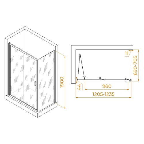 Душевой уголок RGW PA-142 (PA-21+Z-050-5) 1200x700 мм 060814227-11 Душевой уголок RGW PA-142 (PA-21+Z-050-5) 1200x700 мм 060814227-11
