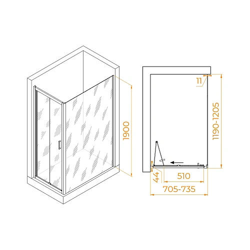Душевой уголок RGW PA-142B (PA-21B+Z-050-5B) 700x1200 мм 060814272-14 Душевой уголок RGW PA-142B (PA-21B+Z-050-5B) 700x1200 мм 060814272-14