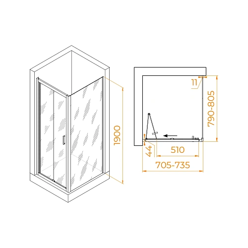 Душевой уголок RGW PA-142B (PA-21B+Z-050-5B) 700x800 мм 060814278-14 Душевой уголок RGW PA-142B (PA-21B+Z-050-5B) 700x800 мм 060814278-14