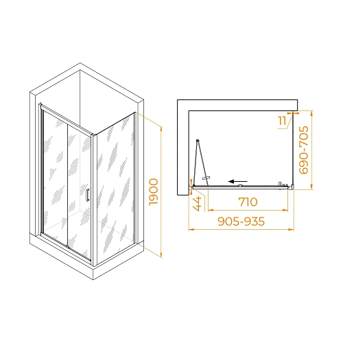 Душевой уголок RGW PA-142B (PA-21B+Z-050-5B) 900x700 мм 060814297-14 Душевой уголок RGW PA-142B (PA-21B+Z-050-5B) 900x700 мм 060814297-14