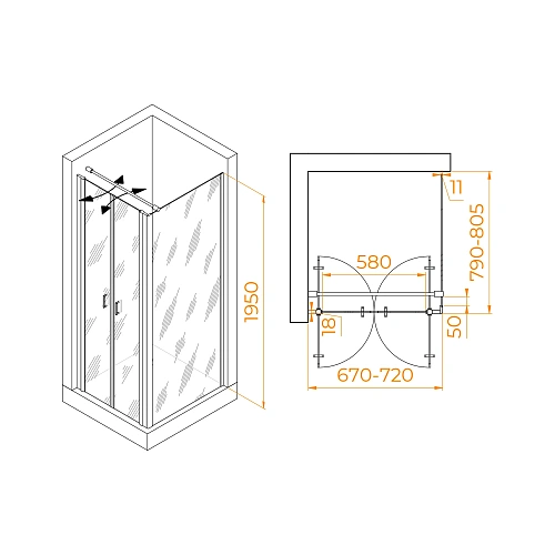 Душевой уголок RGW PA-144 (PA-104+Z-050-2+O-104) 700x800 мм 060814478-011 хром Easy Clean Душевой уголок RGW PA-144 (PA-104+Z-050-2+O-104) 700x800 мм 060814478-011 хром Easy Clean