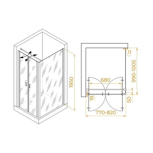 Душевой уголок RGW PA-144 (PA-104+Z-050-2+O-104) 800x1000 мм 060814480-011 хром Easy Clean Душевой уголок RGW PA-144 (PA-104+Z-050-2+O-104) 800x1000 мм 060814480-011 хром Easy Clean