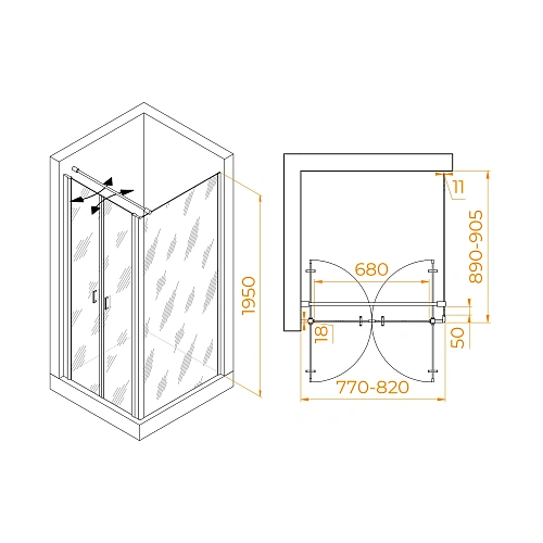 Душевой уголок RGW PA-144 (PA-104+Z-050-2+O-104) 800x900 мм 060814489-011 хром Easy Clean Душевой уголок RGW PA-144 (PA-104+Z-050-2+O-104) 800x900 мм 060814489-011 хром Easy Clean