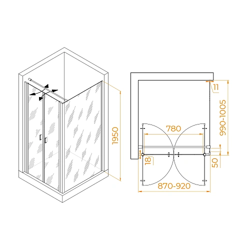 Душевой уголок RGW PA-144 (PA-104+Z-050-2+O-104) 900x1000 мм 060814490-011 хром Easy Clean Душевой уголок RGW PA-144 (PA-104+Z-050-2+O-104) 900x1000 мм 060814490-011 хром Easy Clean