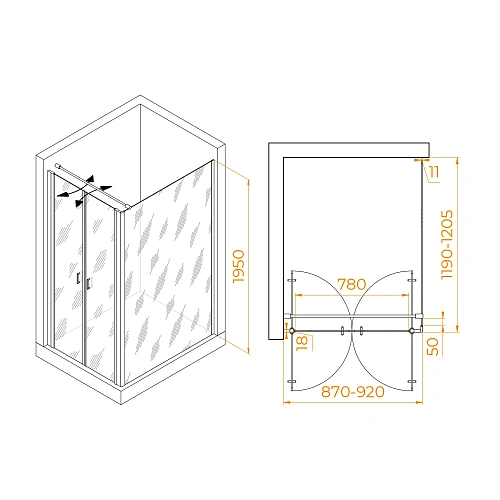 Душевой уголок RGW PA-144 (PA-104+Z-050-2+O-104) 900x1200 мм 060814492-011 хром Easy Clean Душевой уголок RGW PA-144 (PA-104+Z-050-2+O-104) 900x1200 мм 060814492-011 хром Easy Clean