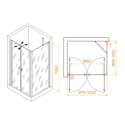 Душевой уголок RGW PA-144 (PA-104+Z-050-2+O-204) 1000x900 мм 060814409-11 хром Easy Clean Душевой уголок RGW PA-144 (PA-104+Z-050-2+O-204) 1000x900 мм 060814409-11 хром Easy Clean