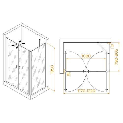 Душевой уголок RGW PA-144 (PA-104+Z-050-2+O-204) 1200x800 мм 060814428-11 хром Easy Clean Душевой уголок RGW PA-144 (PA-104+Z-050-2+O-204) 1200x800 мм 060814428-11 хром Easy Clean