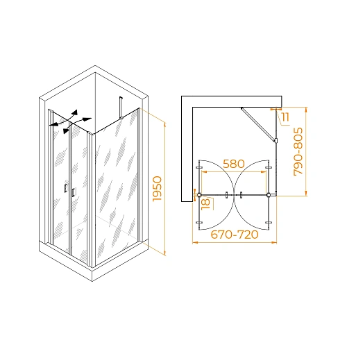 Душевой уголок RGW PA-144 (PA-104+Z-050-2+O-204) 700x800 мм 060814478-11 хром Easy Clean Душевой уголок RGW PA-144 (PA-104+Z-050-2+O-204) 700x800 мм 060814478-11 хром Easy Clean