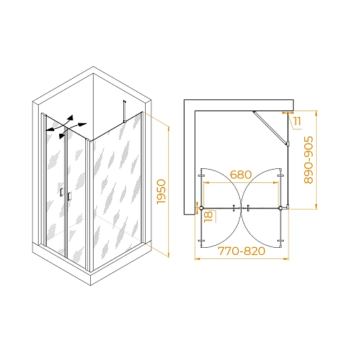 Душевой уголок RGW PA-144 (PA-104+Z-050-2+O-204) 800x900 мм 060814489-11 хром Easy Clean Душевой уголок RGW PA-144 (PA-104+Z-050-2+O-204) 800x900 мм 060814489-11 хром Easy Clean
