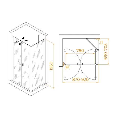 Душевой уголок RGW PA-144 (PA-104+Z-050-2+O-204) 900x700 мм 060814497-11 хром Easy Clean Душевой уголок RGW PA-144 (PA-104+Z-050-2+O-204) 900x700 мм 060814497-11 хром Easy Clean