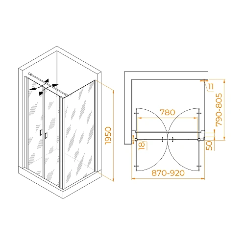 Душевой уголок RGW PA-144B (PA-104B+Z-050-2B+O-104B) 900x800 мм 060814498-014 черный Easy Clean Душевой уголок RGW PA-144B (PA-104B+Z-050-2B+O-104B) 900x800 мм 060814498-014 черный Easy Clean