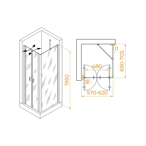 Душевой уголок RGW PA-144B (PA-104B+Z-050-2B+O-204B) 600x700 мм 060814467-14 черный Easy Clean Душевой уголок RGW PA-144B (PA-104B+Z-050-2B+O-204B) 600x700 мм 060814467-14 черный Easy Clean